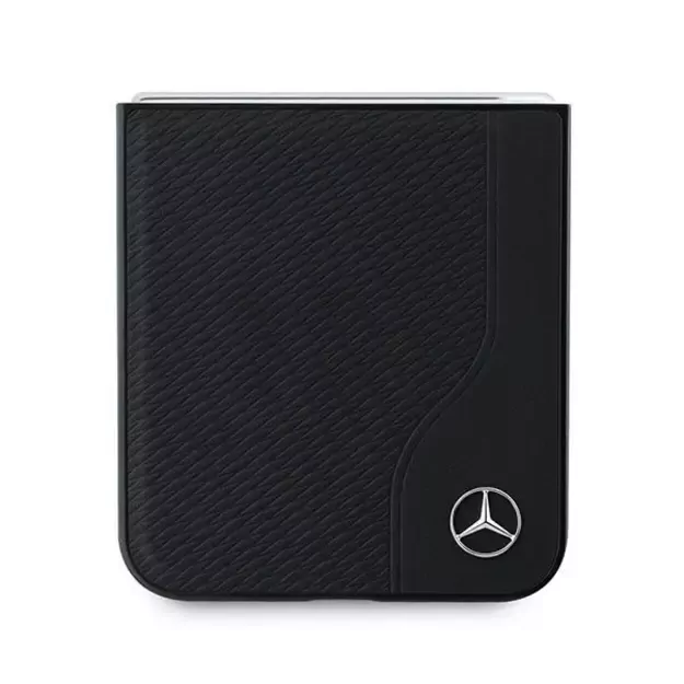 Mercedes Leather Wood Imitation MagSafe Case for Samsung Galaxy Z Flip 6 - Black 8