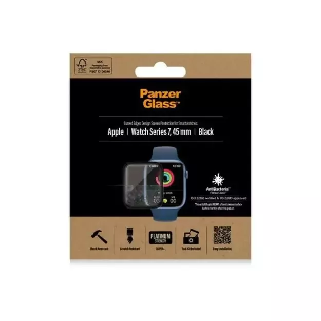 PanzerGlass Curved Tempered Glass for Apple Watch 7 45mm - Black 4