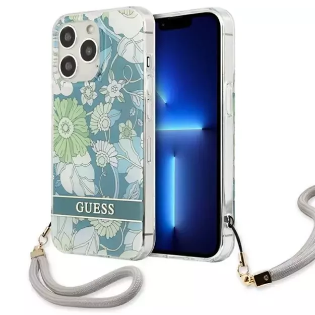 Guess GUHCP13XHFLSN iPhone 13 Pro Max 6.7&quot  green/green hardcase Flower Strap