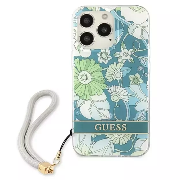 Guess GUHCP13XHFLSN iPhone 13 Pro Max 6.7&quot  green/green hardcase Flower Strap 9