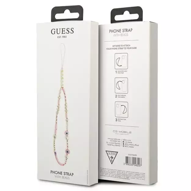 Guess pendant GUSTSHPP Phone Strap pink/pink Beads Shell 2