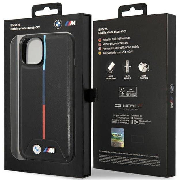 BMW M Quilted Tricolor case for iPhone 15 / 14 / 13 - black 7
