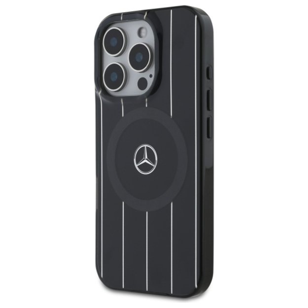 Mercedes MB Double Layer Crossed Lines MagSafe Case for iPhone 16 Pro Max - Black 1