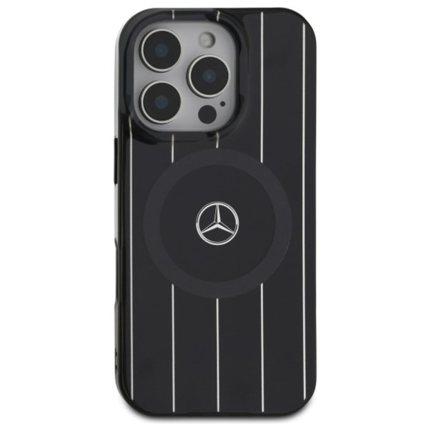 Mercedes MB Double Layer Crossed Lines MagSafe Case for iPhone 16 Pro Max - Black 2