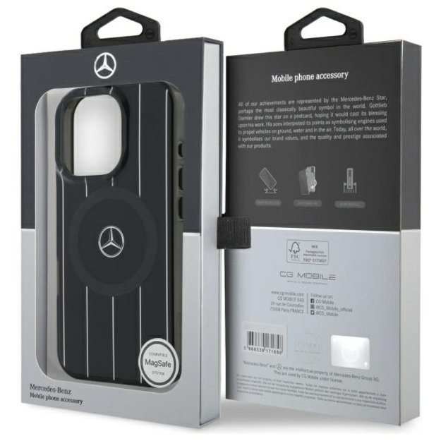 Mercedes MB Double Layer Crossed Lines MagSafe Case for iPhone 16 Pro Max - Black 7