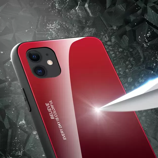 Gradient Glass Durable Cover with Tempered Glass Back iPhone 12 mini black-red 1