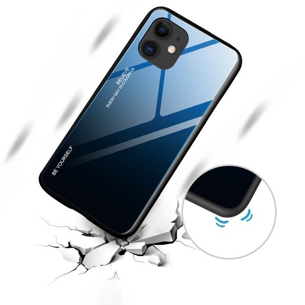 Gradient Glass Durable Cover with Tempered Glass Back iPhone 12 mini black-red 13