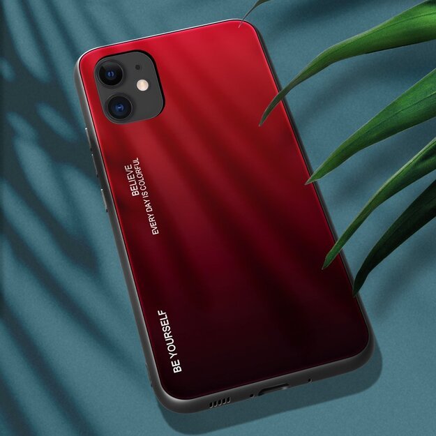 Gradient Glass Durable Cover with Tempered Glass Back iPhone 12 mini black-red 10