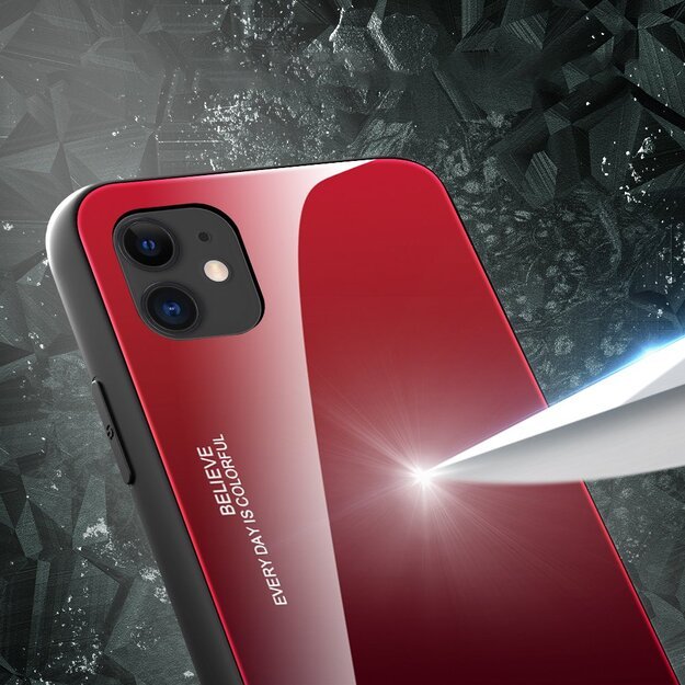 Gradient Glass Durable Cover with Tempered Glass Back iPhone 12 mini black-red 9