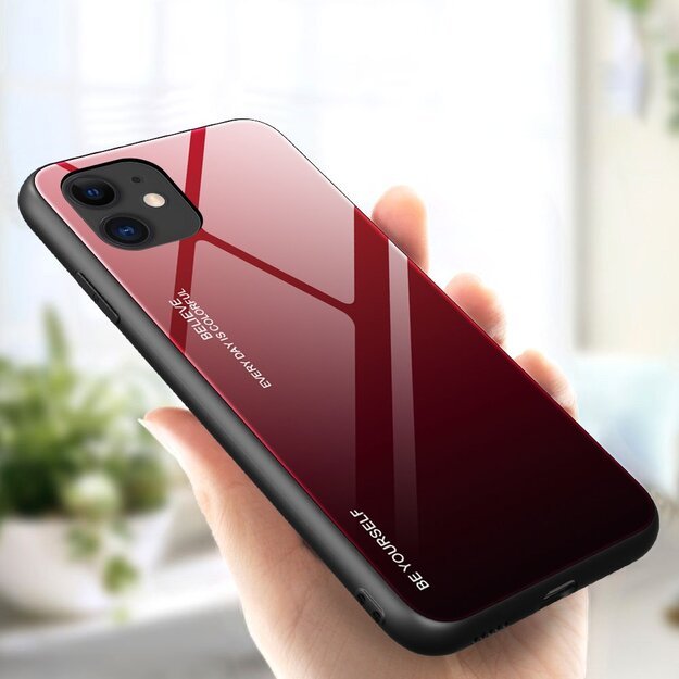 Gradient Glass Durable Cover with Tempered Glass Back iPhone 12 mini black-red 11