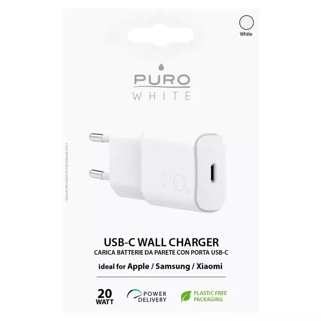 Puro White 20W Power Delivery USB-C Wall Charger - White 1