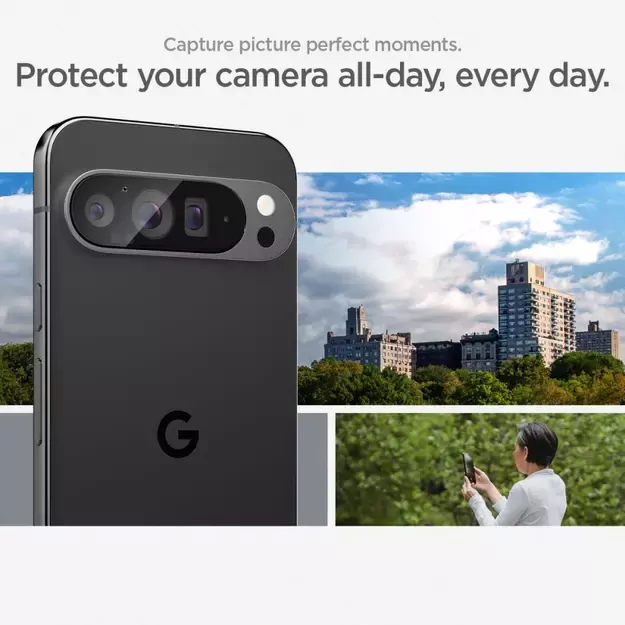 Spigen Optik.tR Ez Fit Tempered Glass Camera Screen Protector for Google Pixel 9 Pro (2-Pack) 12