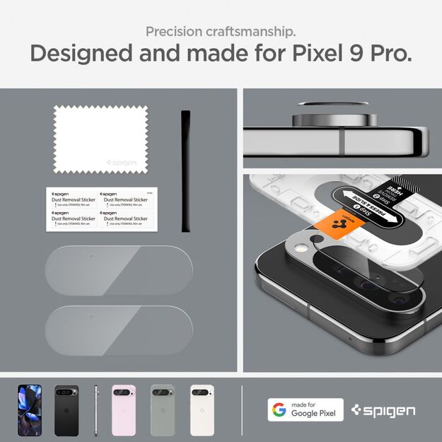 Spigen Optik.tR Ez Fit Tempered Glass Camera Screen Protector for Google Pixel 9 Pro (2-Pack) 5
