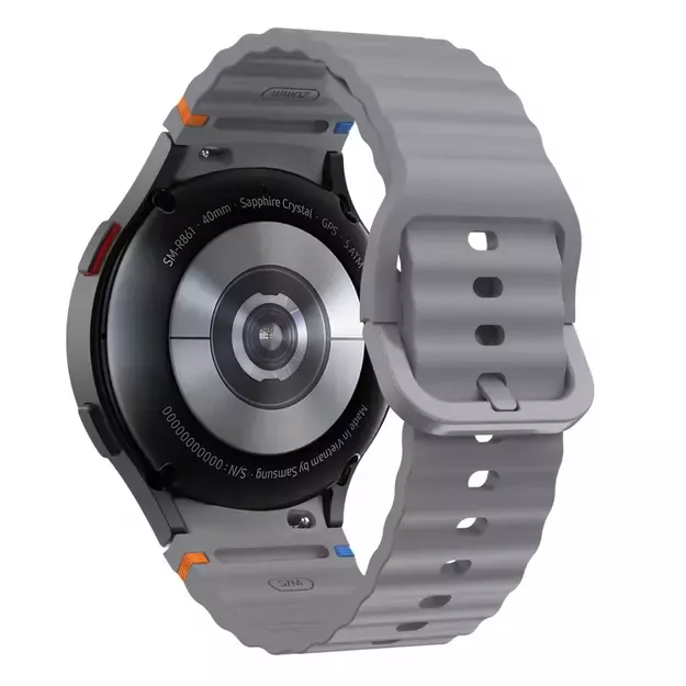 Tech-Protect Silicone Sport Strap for Samsung Galaxy Watch 4 / 5 / 5 Pro / 6 / 7 / FE - Gray 1