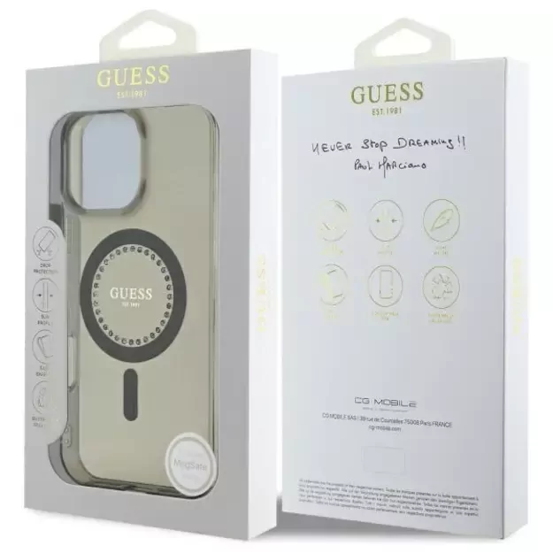 Guess IML Rhinestones MagSafe iPhone 16 Pro Case - Black 14