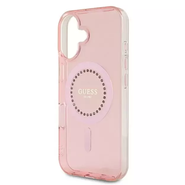 Guess IML Rhinestones MagSafe iPhone 16 Case - Pink 12