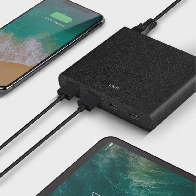 HUB Uniq Surge LITHOS Collective 90W 2xUSB-A QC 3.0 / 2xUSB-C PD 3.0 - black 1