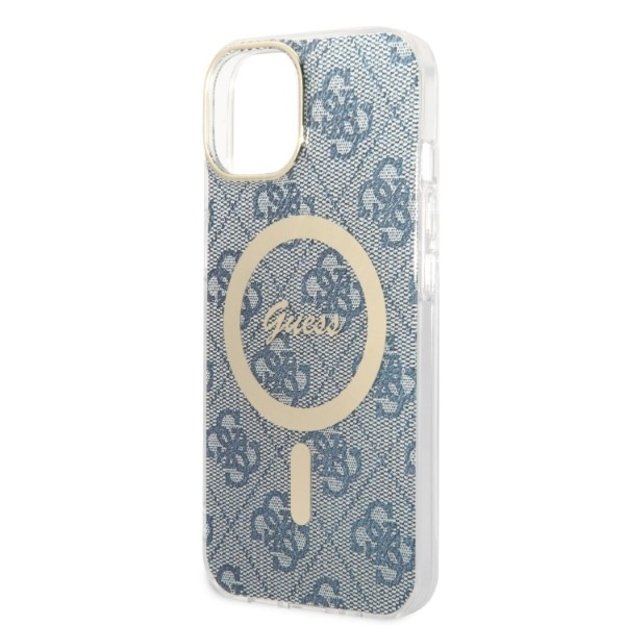 Set Guess GUBPP14SH4EACSB Case+ Charger iPhone 14 6.1  blue/blue hard case 4G Print MagSafe 5