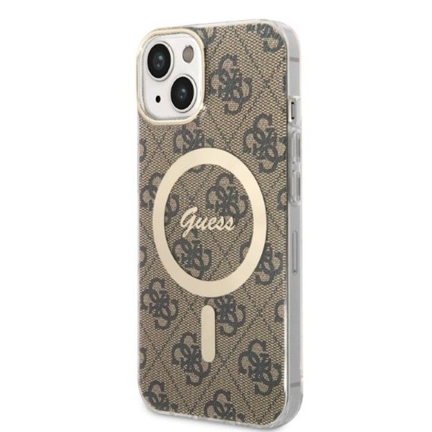 Set Guess GUBPP14SH4EACSW Case+ Charger iPhone 14 6.1&quot  brown/brown hard case 4G Print MagSafe 1