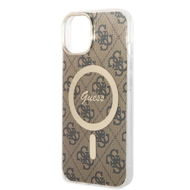 Set Guess GUBPP14SH4EACSW Case+ Charger iPhone 14 6.1&quot  brown/brown hard case 4G Print MagSafe 5