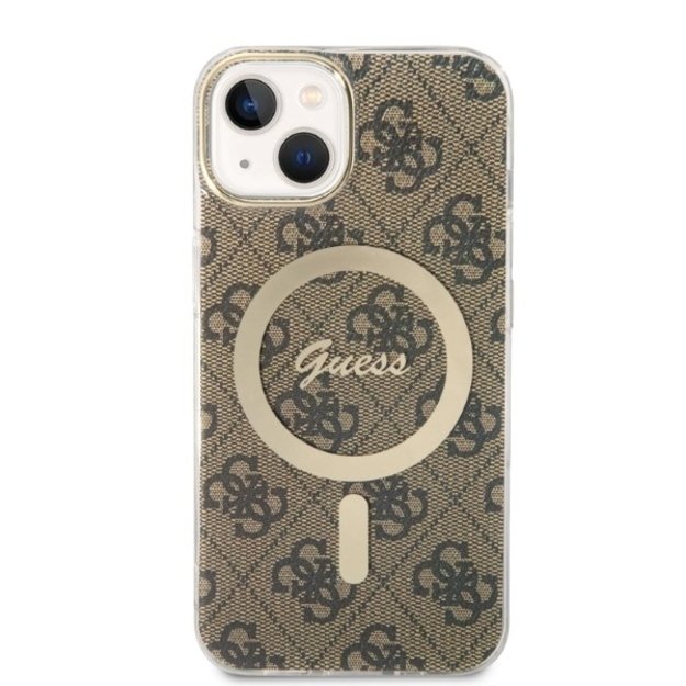 Set Guess GUBPP14SH4EACSW Case+ Charger iPhone 14 6.1&quot  brown/brown hard case 4G Print MagSafe 2