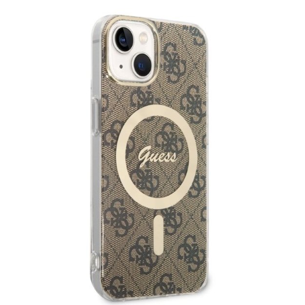 Set Guess GUBPP14SH4EACSW Case+ Charger iPhone 14 6.1&quot  brown/brown hard case 4G Print MagSafe 3