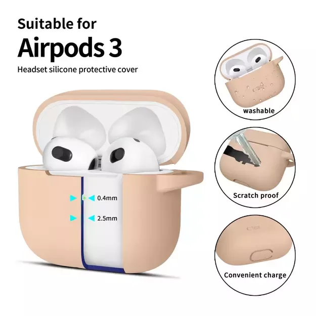 Tech-Protect Silicone Hook Case for Apple AirPods 3 - Beige 7