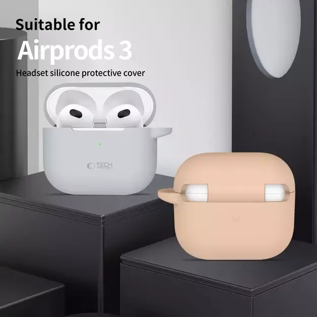 Tech-Protect Silicone Hook Case for Apple AirPods 3 - Beige 9