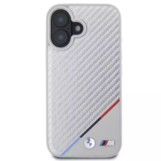 BMW M Carbon Tricolor Line MagSafe iPhone 16 Case - Gray 2