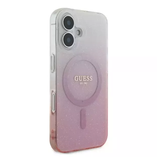 Guess IML Glitter Gradient MagSafe iPhone 16 Case - Pink 10
