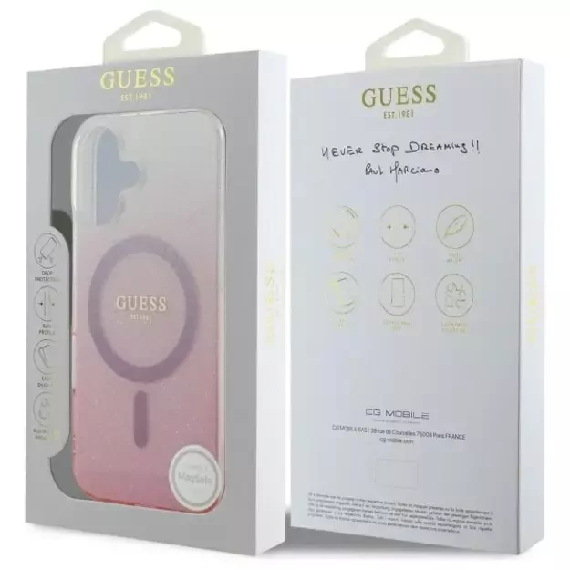 Guess IML Glitter Gradient MagSafe iPhone 16 Case - Pink 14