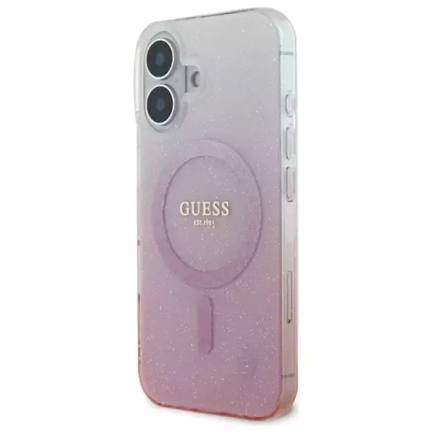 Guess IML Glitter Gradient MagSafe iPhone 16 Case - Pink 8