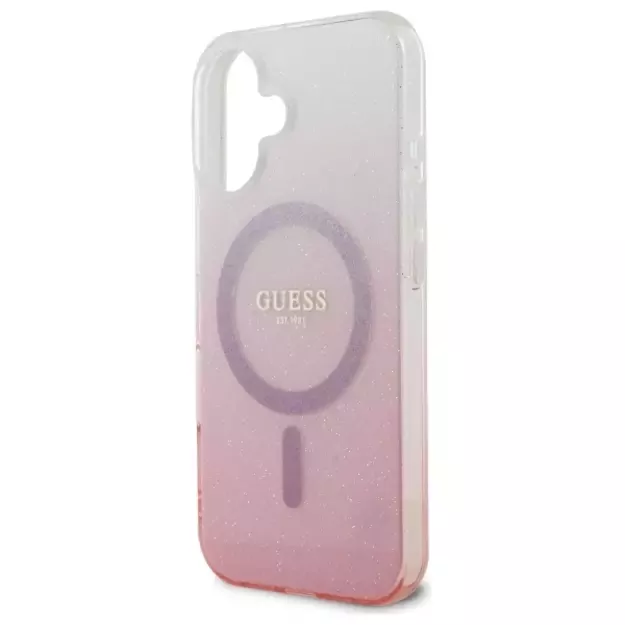 Guess IML Glitter Gradient MagSafe iPhone 16 Case - Pink 12