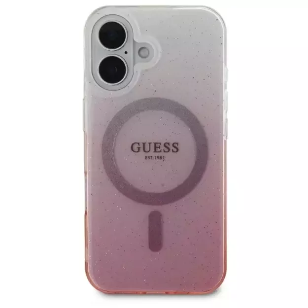 Guess IML Glitter Gradient MagSafe iPhone 16 Case - Pink 9