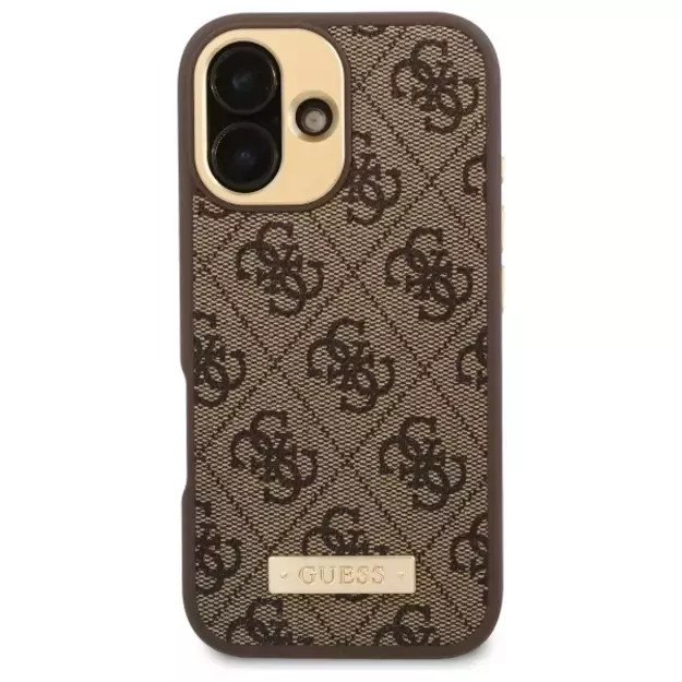 Guess 4G Logo Plate MagSafe iPhone 16 Plus Case - Brown 2