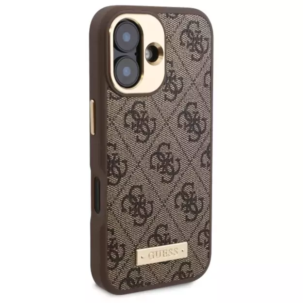 Guess 4G Logo Plate MagSafe iPhone 16 Plus Case - Brown 3