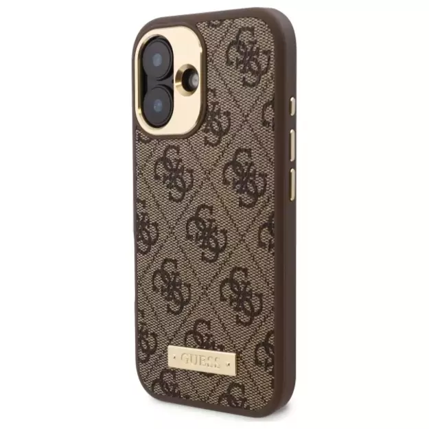 Guess 4G Logo Plate MagSafe iPhone 16 Plus Case - Brown 1