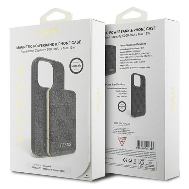 Guess 4G Metal Logo case set for iPhone 11 + 5000mAh MagSafe power bank - black 10