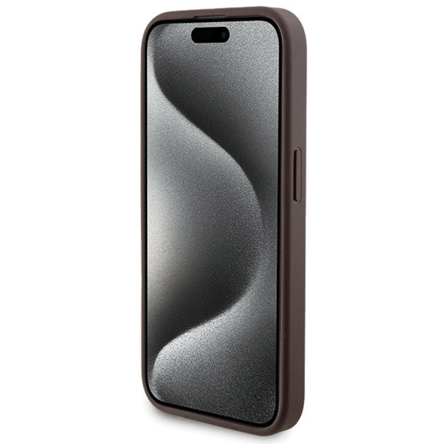 Guess 4G Metal Logo case set for iPhone 15 Pro Max + 5000mAh MagSafe power bank - brown 4