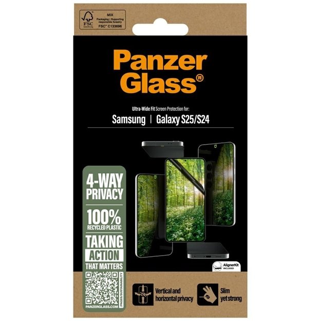 PanzerGlass Eco Matrix Ultra-Wide Fit Privacy Glass for Samsung Galaxy S25 3