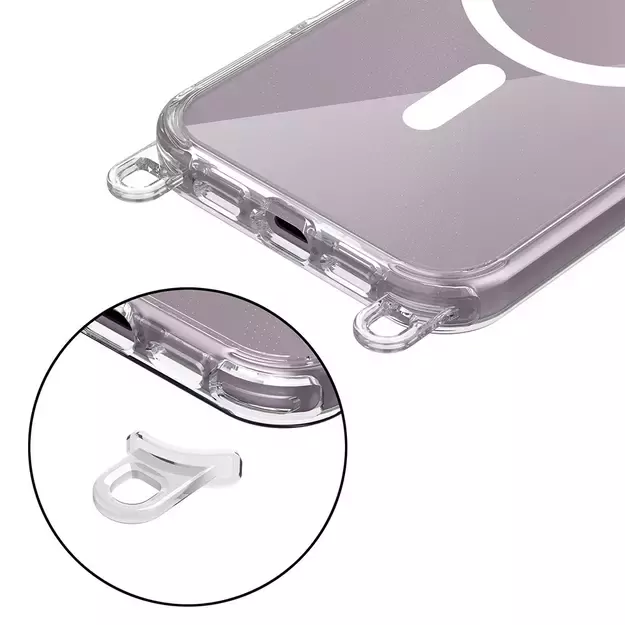 Tech-Protect FlexAir Chain MagSafe iPhone 16 Case - Clear + 2 Lanyards (Black &amp  Taupe) 1