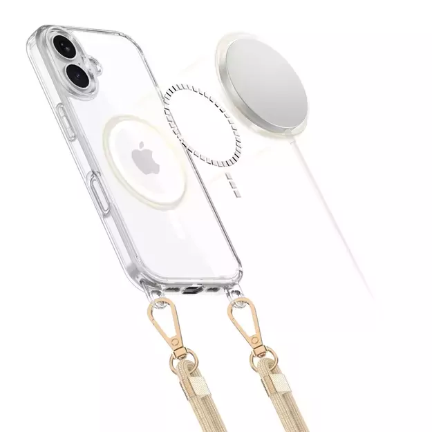 Tech-Protect FlexAir Chain MagSafe iPhone 16 Case - Clear + 2 Lanyards (Black &amp  Taupe) 4