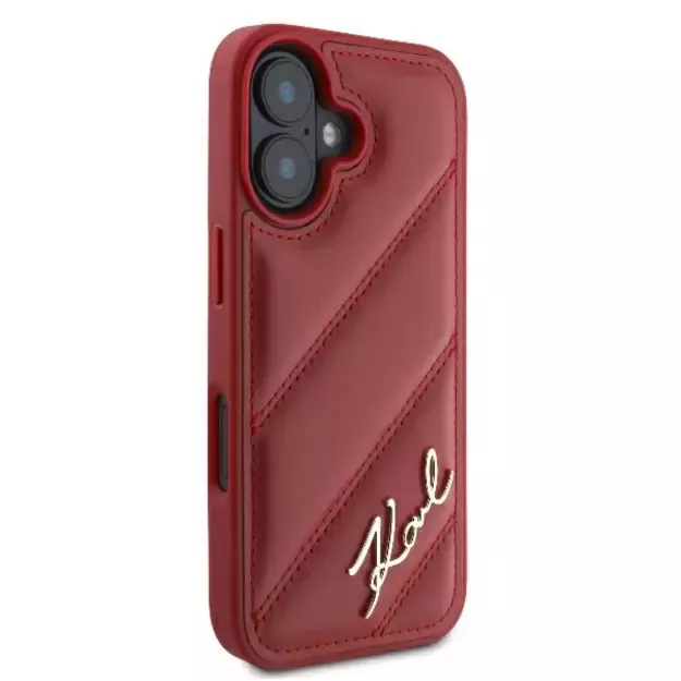 Karl Lagerfeld Diagonal Quilted Script iPhone 16 Case - Red 3