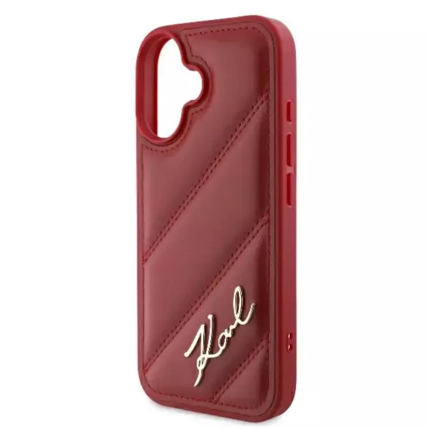 Karl Lagerfeld Diagonal Quilted Script iPhone 16 Case - Red 5
