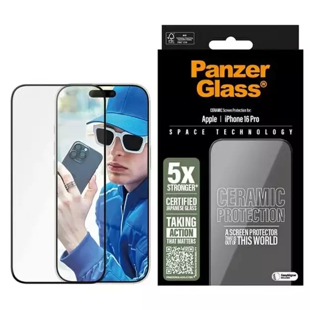 PanzerGlass Ceramic Screen Protector iPhone 16 Pro 6.3&quot  Ultra-Wide Fit 2854