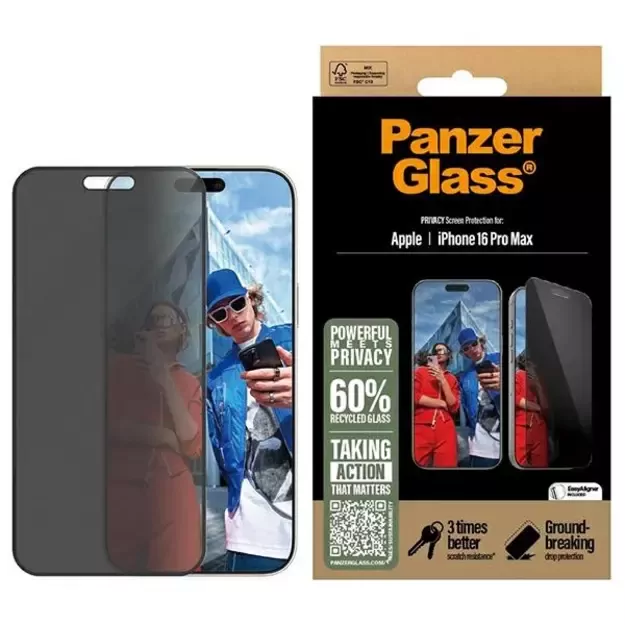 PanzerGlass Privacy Screen Protector iPhone 16 Pro Max 6.9&quot  Ultra-Wide Fit P2864
