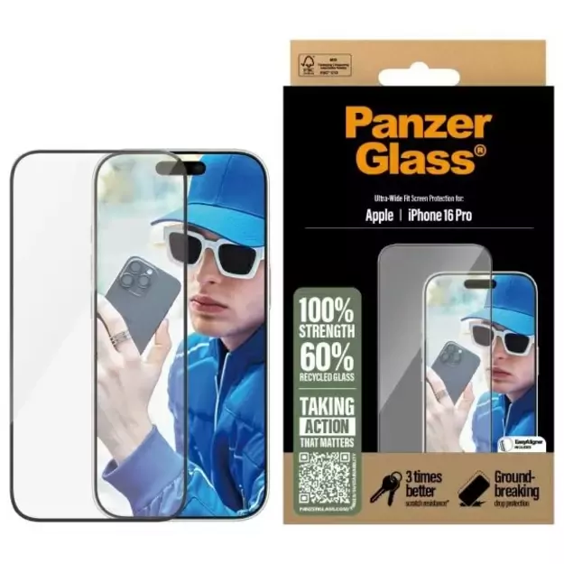 PanzerGlass Screen Protector iPhone 16 Pro 6.3&quot  Ultra-Wide Fit 2862