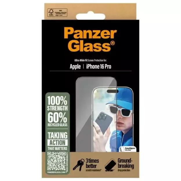 PanzerGlass Screen Protector iPhone 16 Pro 6.3&quot  Ultra-Wide Fit 2862 3
