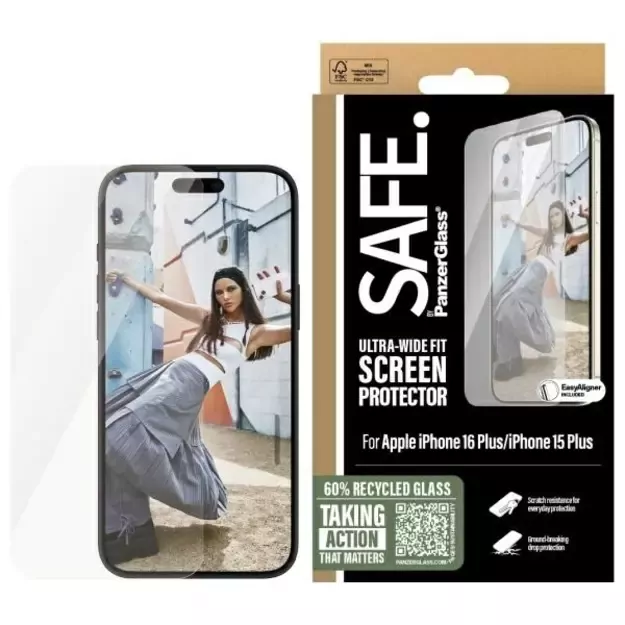 SAFE by PanzerGlass iPhone 16 Plus 6.7&quot  Screen Protector Ultra-Wide Fit SAFE95877