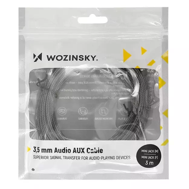Wozinsky mini jack extension cable (female-male) AUX extension 3 m black 5